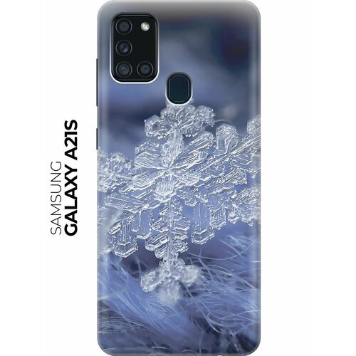 Силиконовый чехол Снежинка на Samsung Galaxy A21s / Самсунг А21 эс силиконовый чехол на samsung galaxy a21s самсунг а21 эс с принтом замерзшие листики