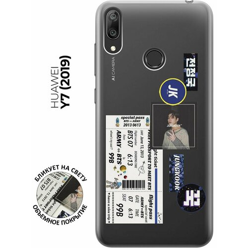 Силиконовый чехол с принтом BTS Stickers для Huawei Y7 (2019) / Хуавей У7 2019 силиконовый чехол с принтом all flowers for you для huawei y7 2019 хуавей у7 2019