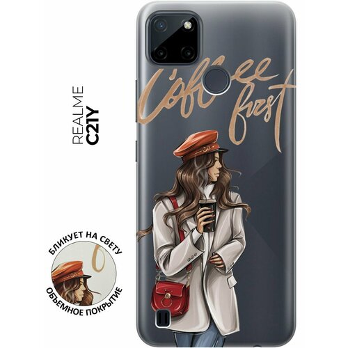 Силиконовый чехол с принтом Cofee First для Realme C21Y / Рилми С21у силиконовый чехол на realme c21y рилми с21у с принтом малиновые макаруны