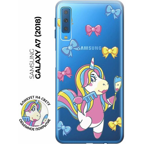 Силиконовый чехол с принтом Lady Unicorn для Samsung Galaxy A7 (2018) / Самсунг А7 2018 силиконовый чехол с принтом lovely fingerprints для samsung galaxy a7 2018 самсунг а7 2018