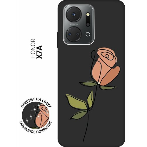 Матовый Soft Touch силиконовый чехол на Honor X7a, Хонор Х7а с 3D принтом Rose черный матовый soft touch силиконовый чехол на honor x7a хонор х7а с 3d принтом gucci stickers черный