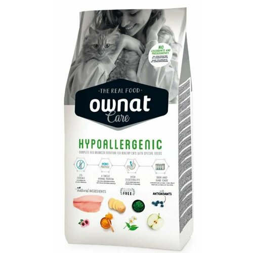 Ownat Adult Care Hypoallergenic Сухой корм гипоаллергенный для взрослых кошек, с рыбой, 1,5 кг