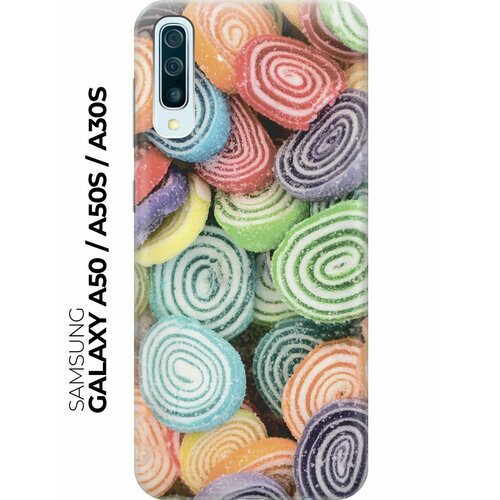 Силиконовый чехол Разноцветные сладости на Samsung Galaxy A50 / A50s / A30s / Самсунг А50 / А30 эс / А50 эс силиконовый чехол разноцветные доски на samsung galaxy a50 a50s a30s самсунг а50 а30 эс а50 эс