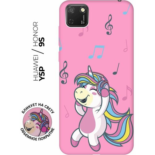 Матовый чехол Musical Unicorn для Honor 9S / Huawei Y5P / Хуавей У5Р / Хонор 9с с 3D эффектом розовый матовый чехол fck pattern w для honor 9s huawei y5p хуавей у5р хонор 9с с 3d эффектом черный