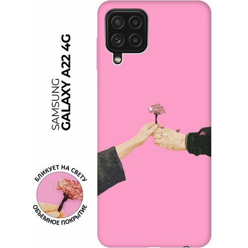Матовый чехол Hands для Samsung Galaxy A22 / M32 / M22 / Самсунг А22 / М32 / М22 с 3D эффектом розовый матовый чехол cute stickers для samsung galaxy a22 m32 m22 самсунг а22 м32 м22 с 3d эффектом черный