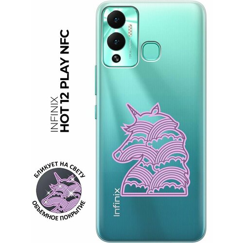 Силиконовый чехол с принтом Rainbow Unicorn для Infinix Hot 12 Play NFC / Инфиникс Хот 12 Плей чехол книжка на infinix hot 12 play nfc инфиникс хот 12 плей c принтом сиреневые каллы золотистый