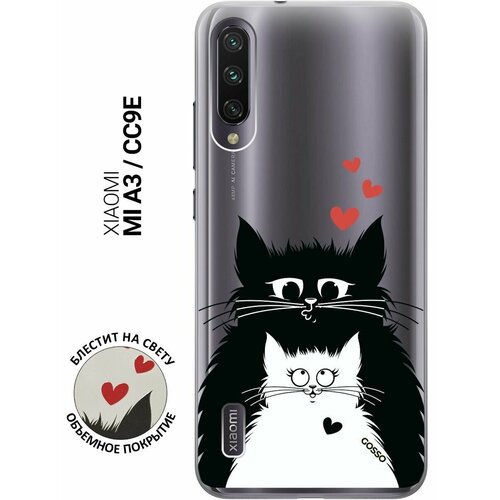 Ультратонкий силиконовый чехол-накладка Transparent для Xiaomi Mi A3, CC9e с 3D принтом Cats in Love ультратонкий силиконовый чехол накладка transparent для huawei p40 с 3d принтом cats in love