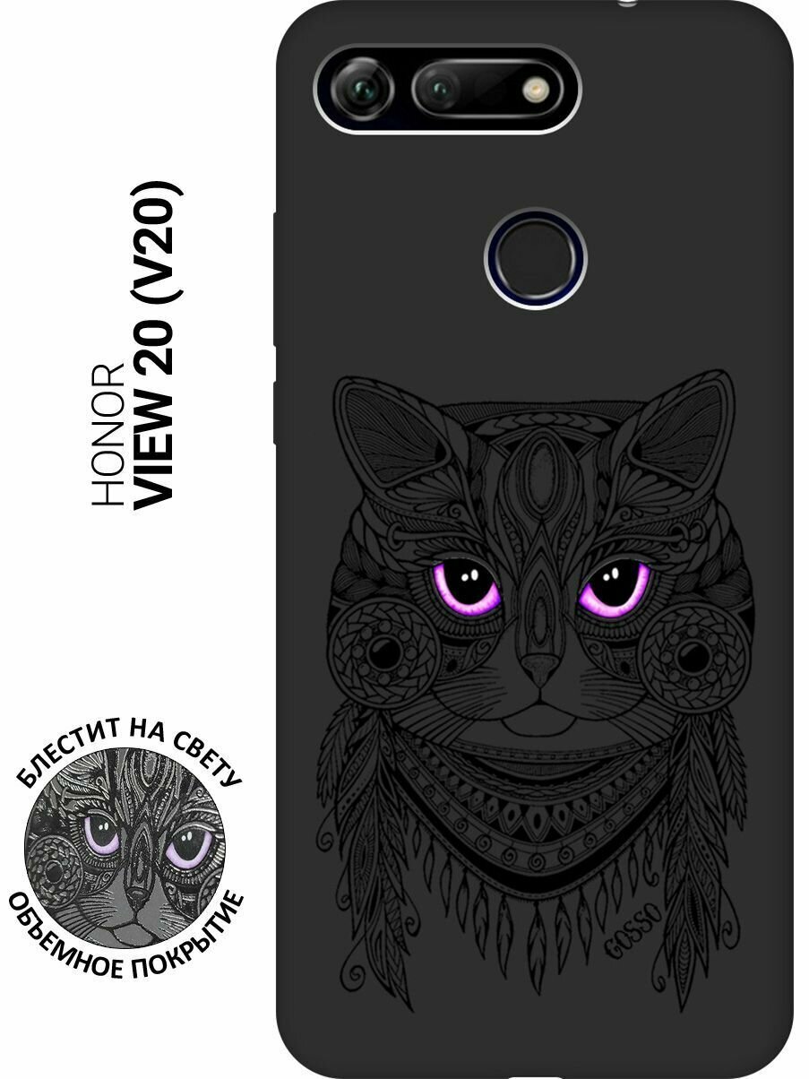 Ультратонкая защитная накладка Soft Touch для Honor View 20 (V20) с принтом "Grand Cat" черная