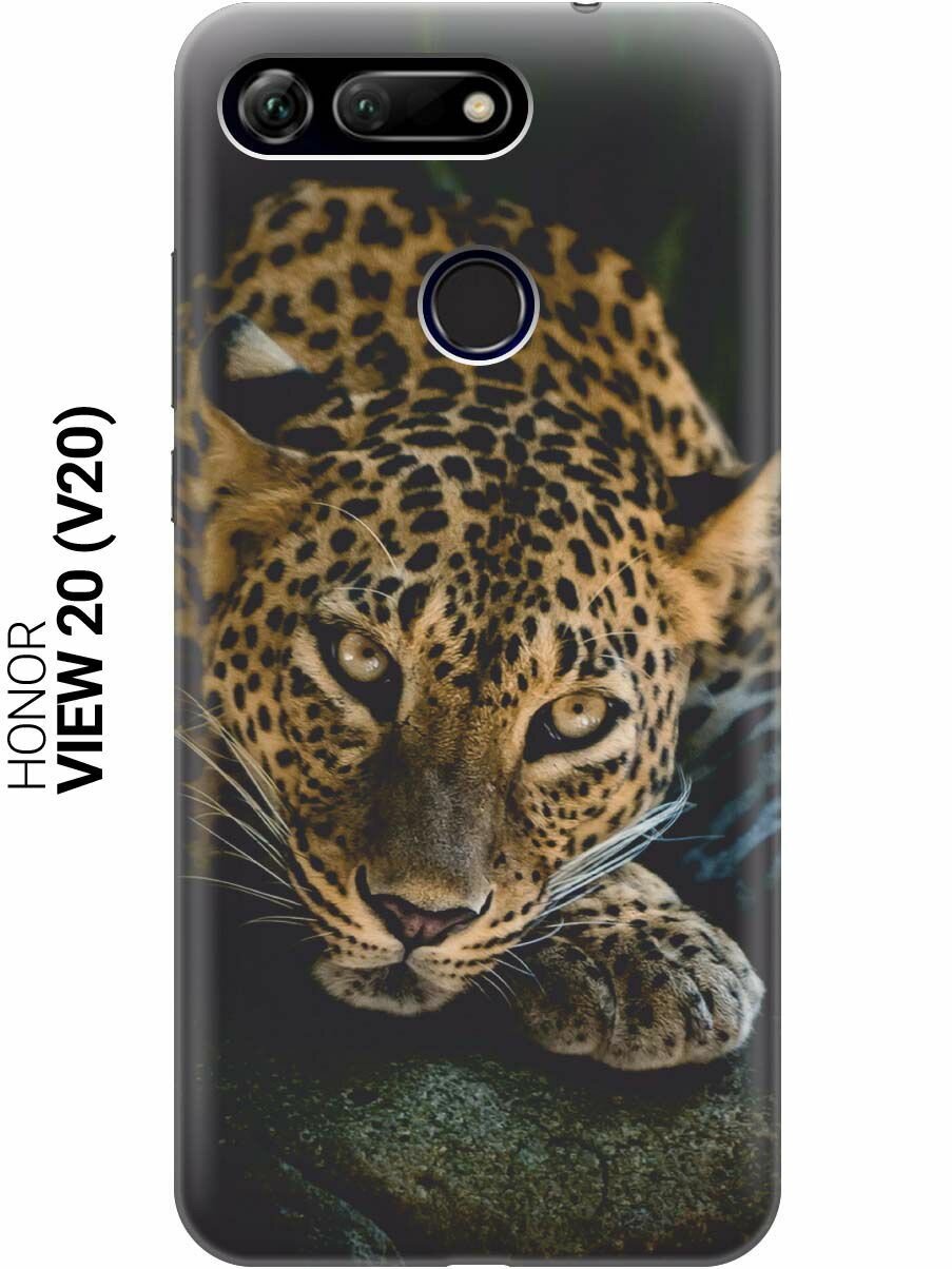 Ультратонкий силиконовый чехол-накладка для Honor View 20 (V20) с принтом "Загадочный леопард"