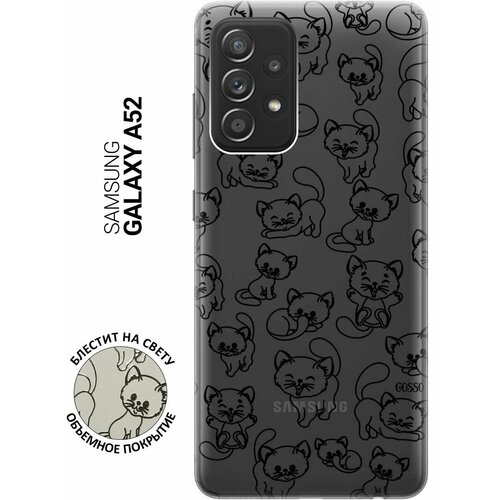 Ультратонкий силиконовый чехол-накладка ClearView 3D для Samsung Galaxy A52 с принтом Cute Kitties ультратонкий силиконовый чехол накладка для samsung galaxy s10e с 3d принтом cute kitties