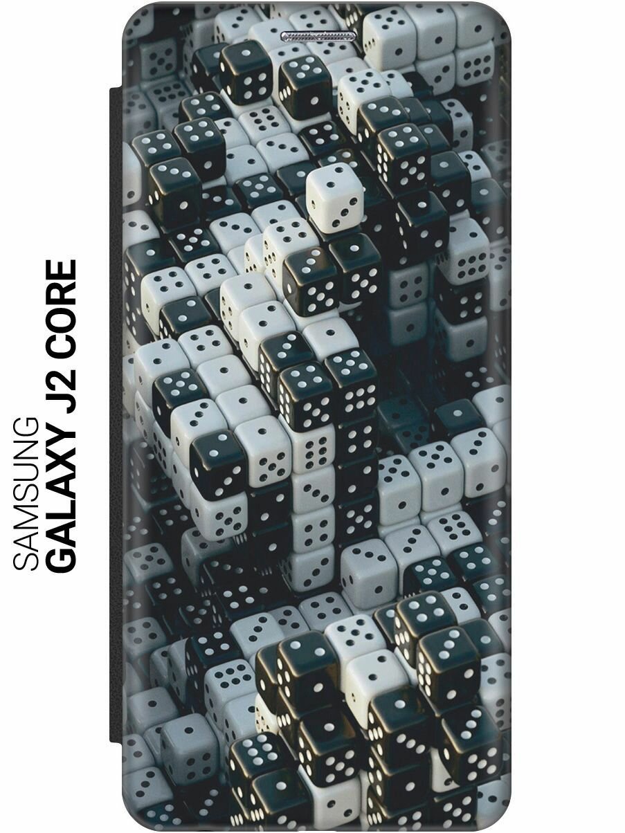Чехол-книжка на Samsung Galaxy J2 Core / Самсунг Джей 2 Кор c принтом "Игральные кости" черный