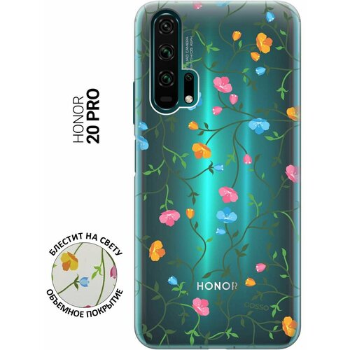 Ультратонкий силиконовый чехол-накладка Transparent для Honor 20 Pro с 3D принтом Сurly Flowers ультратонкий силиконовый чехол накладка transparent для xiaomi mi 9 с 3d принтом сurly flowers