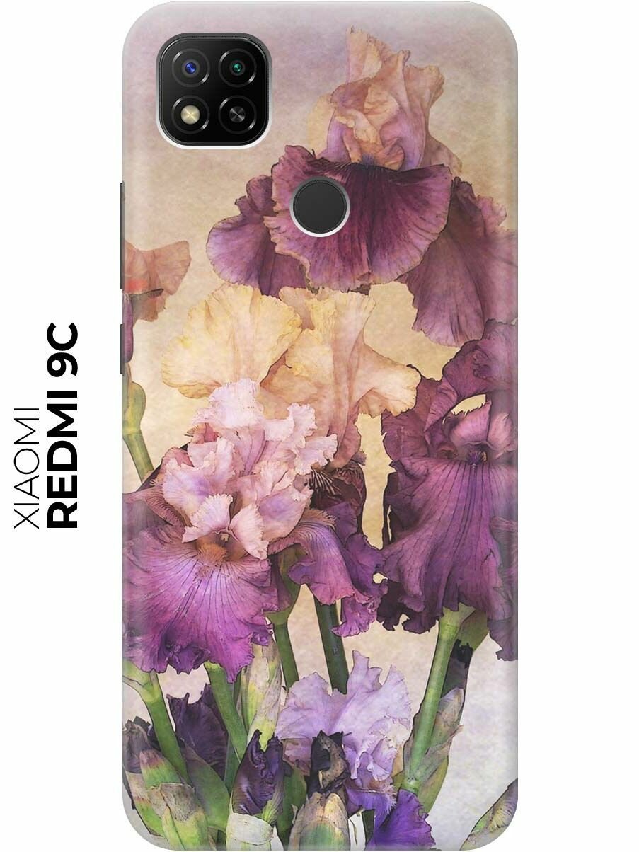 Чехол - накладка ArtColor для Xiaomi Redmi 9C с принтом "Фиолетовые цветы"