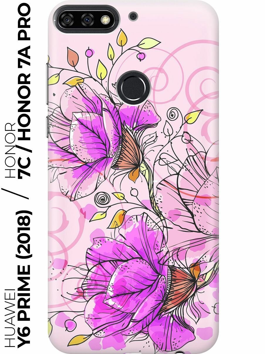 RE: PAЧехол - накладка ArtColor для Huawei Y6 Prime (2018) / Honor 7C / Honor 7A Pro с принтом "Розовые цвета"