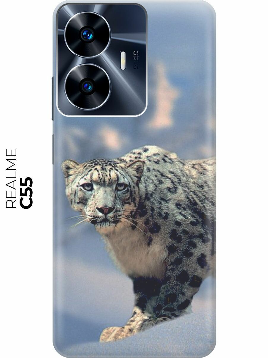 Силиконовый чехол Настороженный барс на Realme C55 / Рилми С55