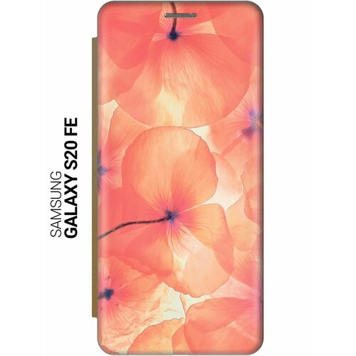 Чехол-книжка на Samsung Galaxy S20 FE, Самсунг С20 ФЕ c принтом Солнечные цветы золотистый