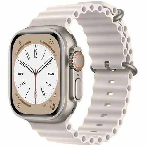 Ремешок для Apple Watch 38/40/41mm WA12 Original series силикон звездный цвет (star color) белый, молочный, размер XL (запястье 180–200 мм)