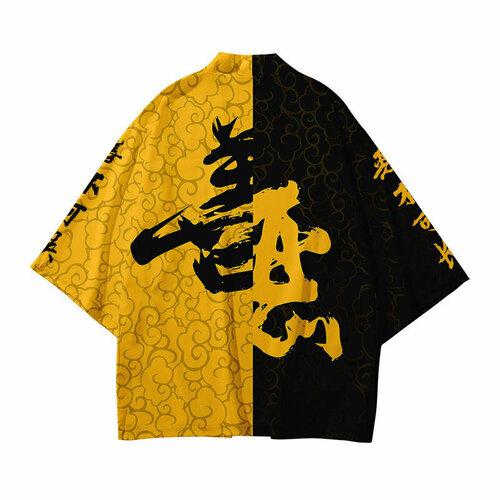 фото Карнавальные костюмы кардиган шелковый оверсайз кимоно накидка хаори желтыйсимвол аниме японский стиль размер l (160-175) vlasov