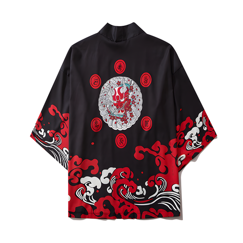 фото Карнавальные костюмы кардиган шелковый оверсайз кимоно накидка хаори демончерный аниме японский стиль размер xl (175-190) vlasov