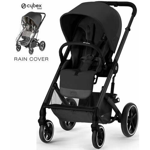 Cybex Balios S LUX (Moon Black на шасси Black 2023 с дождевиком)