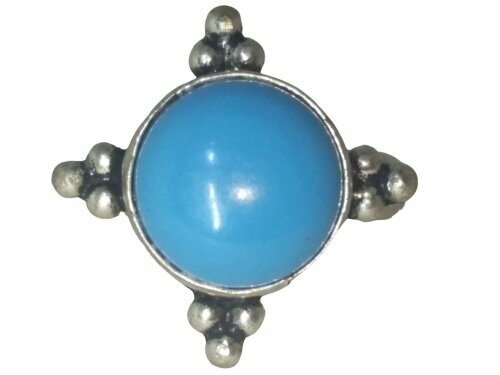 Кольцо Кольцо с бирюзой, бирюза синтетическая, размер 18, голубой