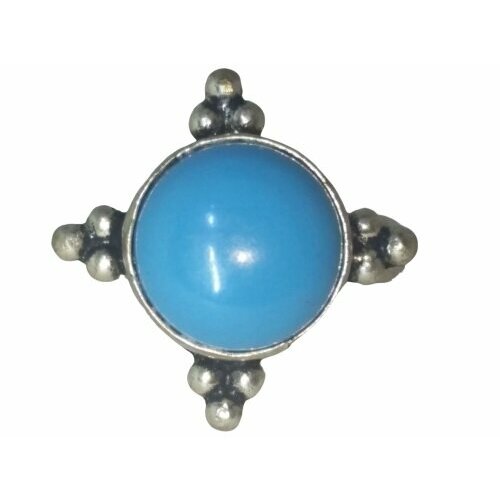 фото Кольцо кольцо с бирюзой, бирюза синтетическая, бирюза, размер 18, голубой ручная работа