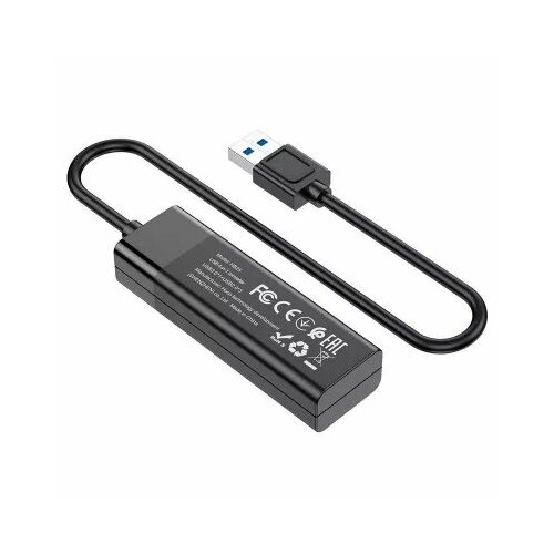 Разветвитель адаптер переходник USB HUB Хаб HOCO HB25 4 порта черный