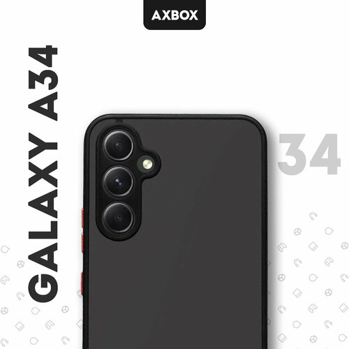 Чехол AXBOX для Samsung Galaxy A34 черный полупрозрачный чехол на samsung galaxy a34 самсунг галакси а34 черный матовый силиконовый с защитой бортиком вокруг камер brozo