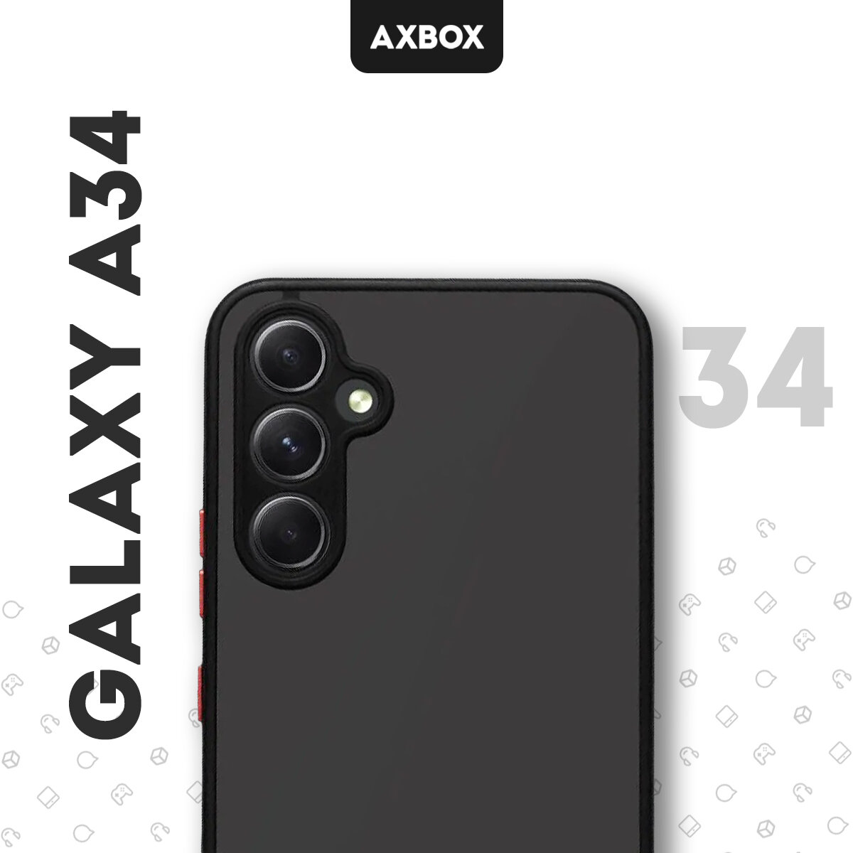 Чехол AXBOX для Samsung Galaxy A34 черный полупрозрачный