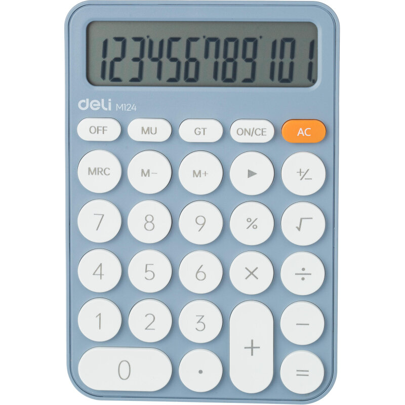 Калькулятор настольный компакт Deli EM124 12-р батар. 158x105мм голубой 1691730