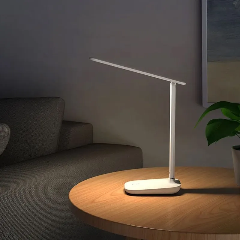 фото Настольная лампа USB LED с регулировкой угла наклона, светильник офисный сенсорный для дома и работы 2700-5000 К, белый