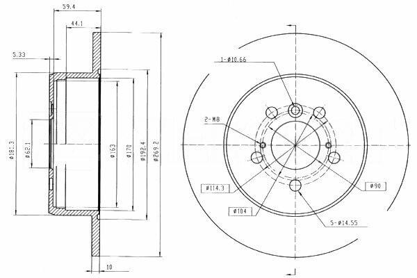 Диск тормозной задний Lexus ES300 (F1 F2 VZV_ MCV_) 91- Toyota Camry (V10 V20) 91- Solara (V20) 98-