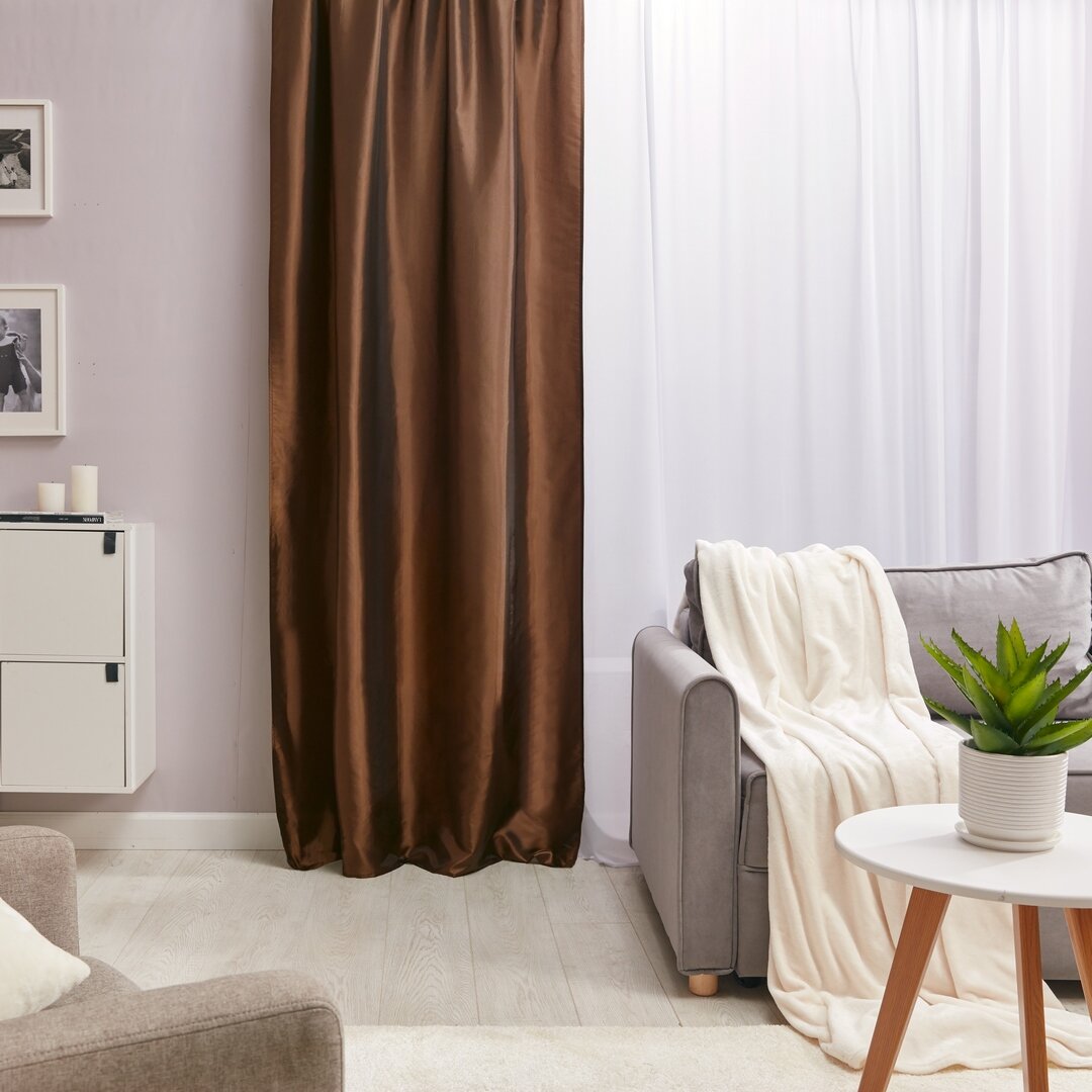фото Штора на ленте «Taffy Kenya 1» 140х260 см полиэстер однотон цвет шоколадный