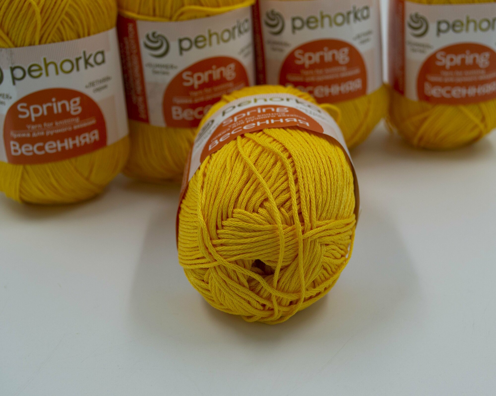 Пряжа Пехорка Весенняя желток (012), 100%мерсеризованный хлопок, 250м, 100г, 3шт