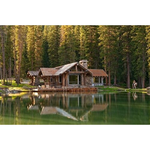 Алмазная мозаика на подрамнике 40х50, Дом в лесу