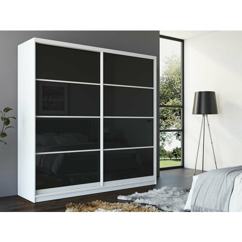 Шкаф купе 2-х дверный Амстердам Глянец V4 160 (белый/лак ч/черн)