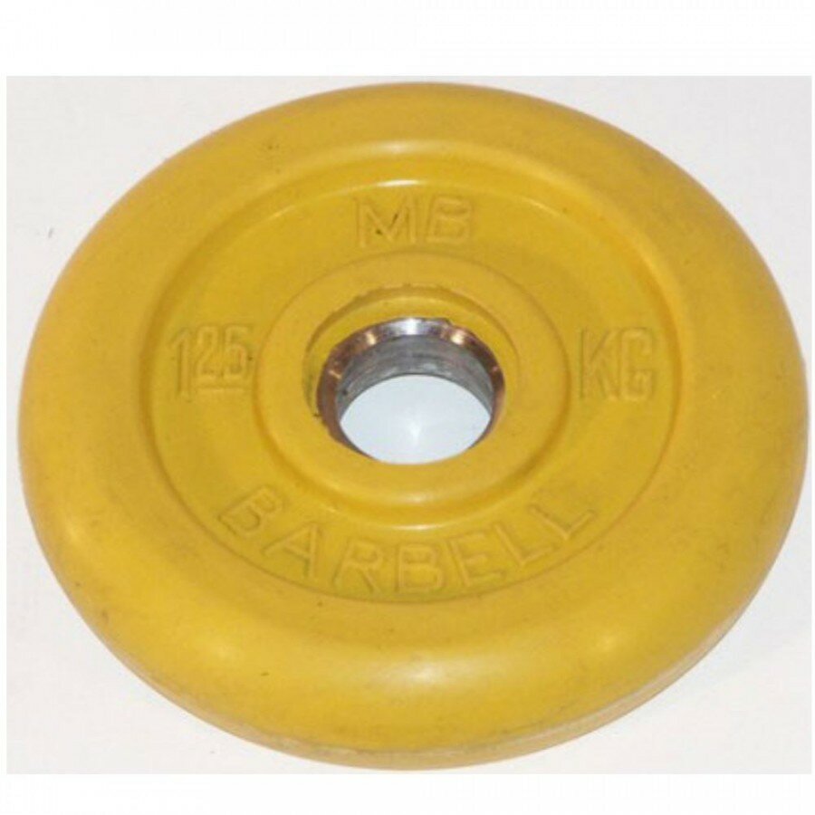 Диск MB Barbell d 31 мм обрезиненный, цветной 1,25 кг (жёлтый)