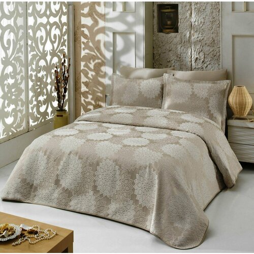 Покрывало Prestige. 220х240. Кружево. Турция. Бежевый.