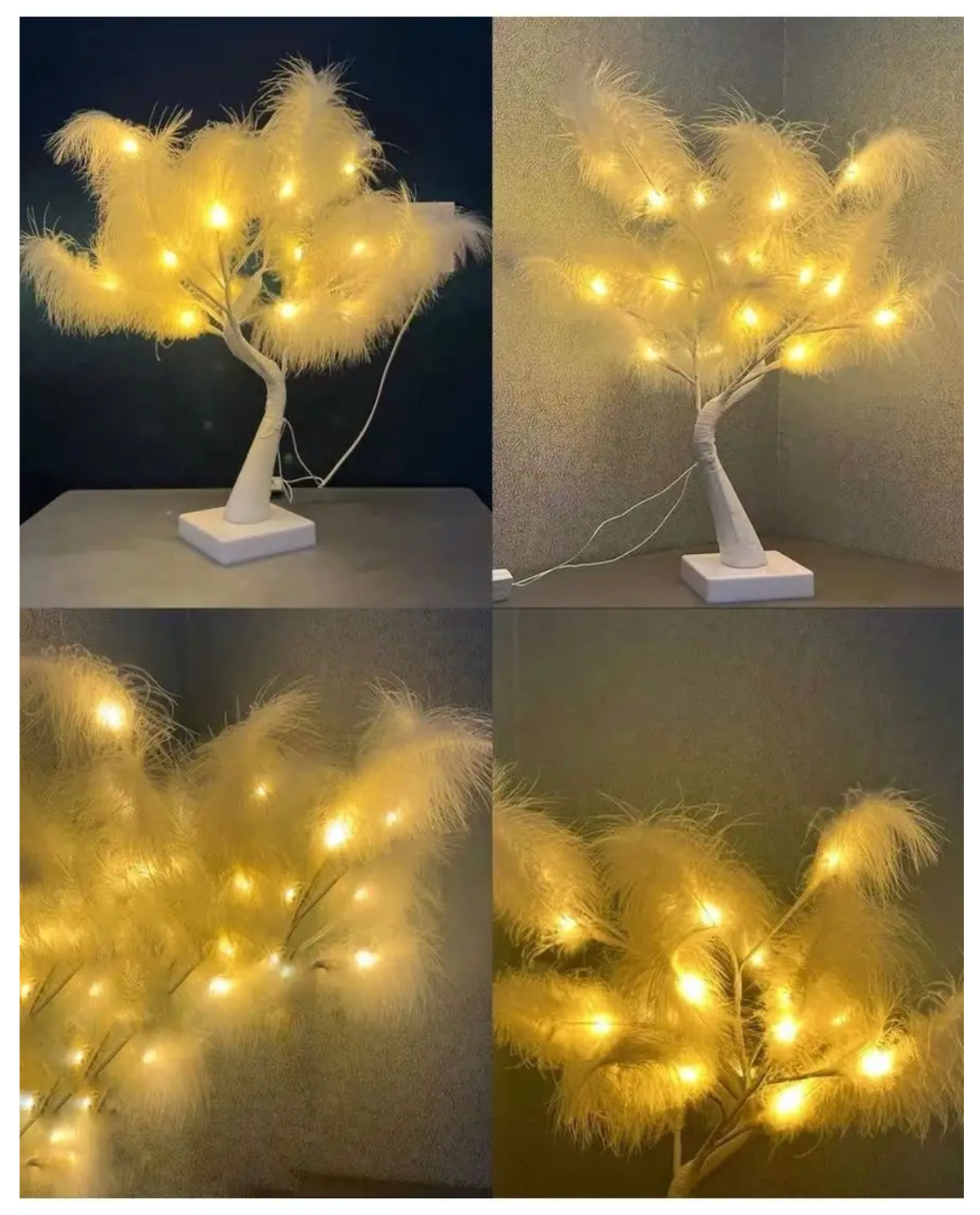 Светильник ночник в виде дерева / Светильник с перьями - фотография № 1