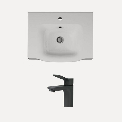 Изображение товара Раковина для ванной комнаты AM.PM, со смесителем, цвет черный, 65 см