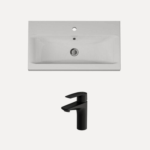 Изображение товара Раковина для ванной AM.PM, для ванной, со смесителем, белая, черная