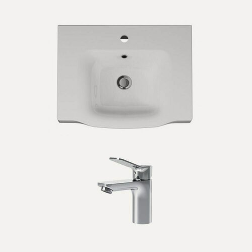 Изображение товара Раковина для ванной комнаты AM.PM со смесителем, цвет хром, 65 см, мебельная, встроенная