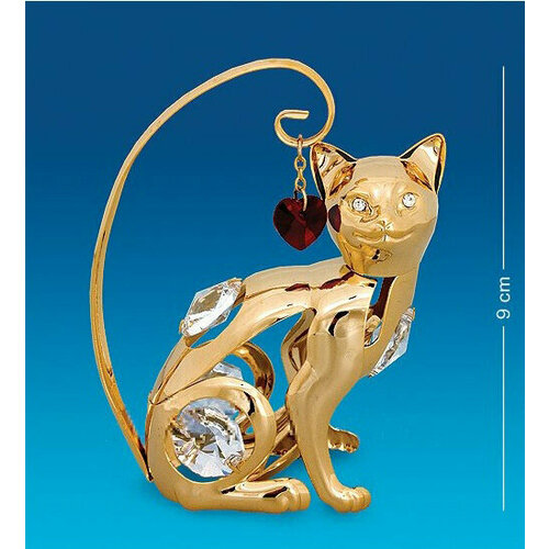 Сувенир с кристаллами Swarovski 21 Фигурка Кошка с сердцем 6,5*3*7см
