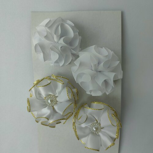 Банты нарядные, 4 шт, ручной работы 5.5 см. Для детского сада и школы