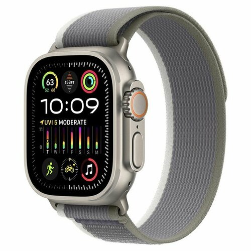 Нейлоновый браслет Apple Trail Loop Green/Gray S/M Ultra MT5Y3ZM/A зеленый, серый, зеленый, размер S (запястье 135–150 мм), М (запястье 150–160 мм)