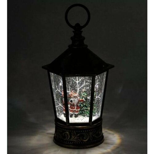 Новогодний светодиодный фонарь Дед Мороз с белкой, 26см, подсветка
