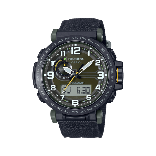 наручные часы casio pro trek prg 650yl 3 черный зеленый Наручные часы CASIO Pro Trek PRG-601YB-3, зеленый