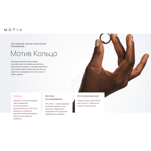 Умное фитнес кольцо Motiv Smart Ring трекер Black Onyx Размер 7 3499900₽