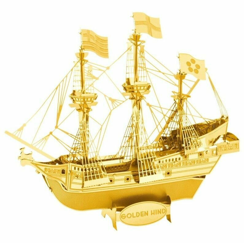 Металлический конструктор / 3D конструктор / Сборная модель Корабль Золотая Лань
