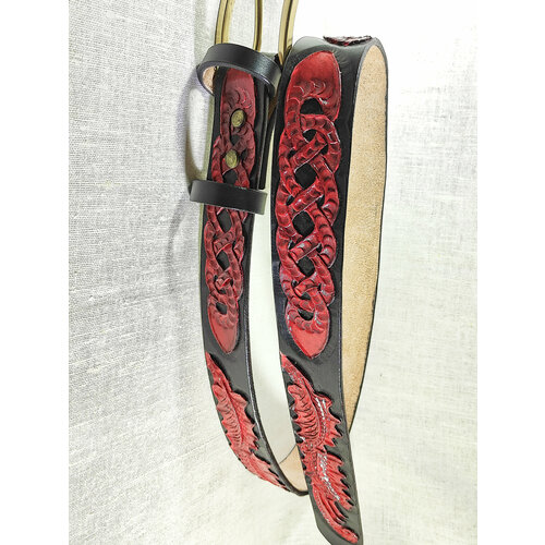 фото Ремень , размер 120, красный, мультиколор хельга шванцхен, leatherca